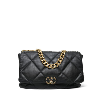 Black Goatskin Quilted Maxi 19 Flap MHW