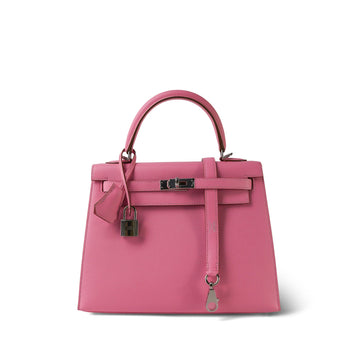 Kelly Sellier 25 Rose Confetti Veau leather Palladium Plated X Stamp