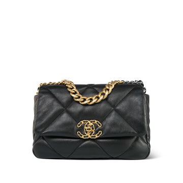 Black leather Quilted 19 Flap Small MHW