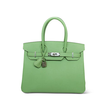 Birkin 30 Vert Criquet Veau leather Palladium Plated Y Stamp