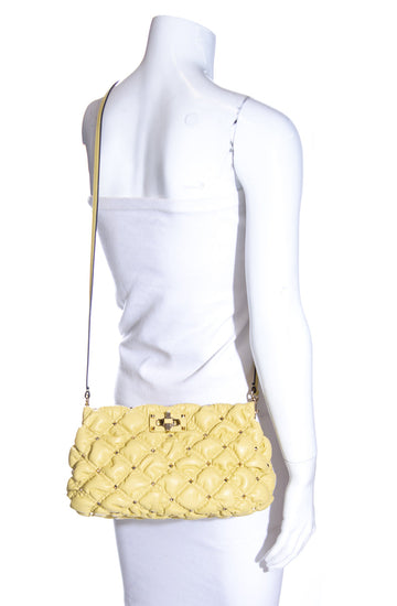 Valentino Citron Spikeme Leather Clutch Bag