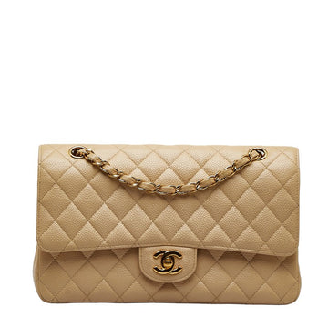 Top Quality Chanel Matrases 25 Double Flat Chain houlder Bag Beige Leather S  Chanel