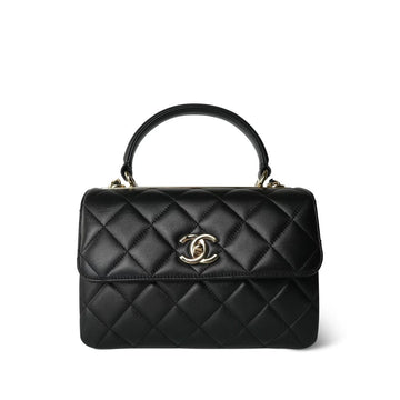 Black leather Quilted Small Trendy CC Light Gold Hardware