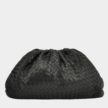 Bottega Veneta Pouch Large Intrecciato Black Calfskin Leather Clutch