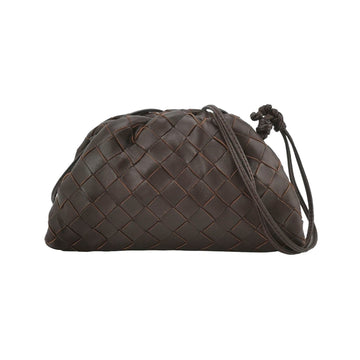 Bottega Veneta Pouch Mini Intrecciato Raisin Purple Brown Lambskin Leather Crossbody Bag