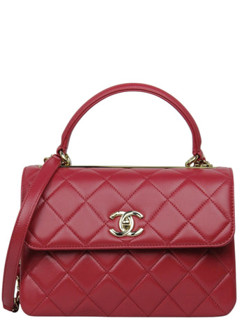 Chanel 2024 Dark Red Small Trendy CC Dual Handle Flap