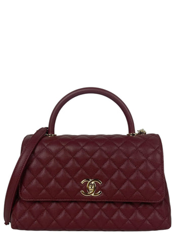 Chanel Burgundy Caviar Small Coco Handle Flap Bag