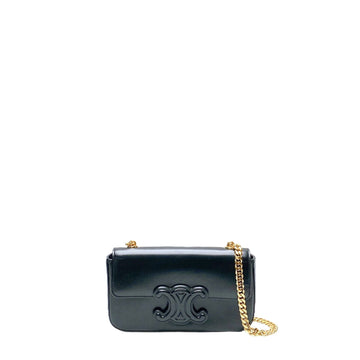 CELINE TRIOMPHE CLAUDE CHAIN SHOULDER BAG - LEATHER LOGO