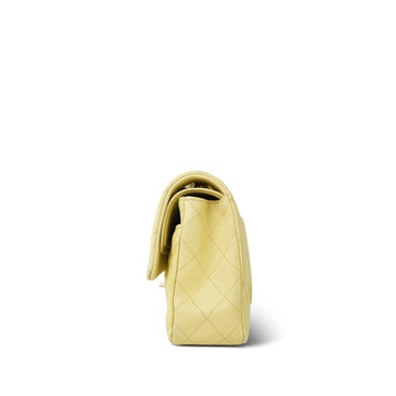 Yellow leather Quilted Classic Flap Medium Light Gold Hardware