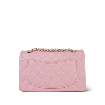 22C Sakura Pink leather Quilted Small Classic Flap LGHW