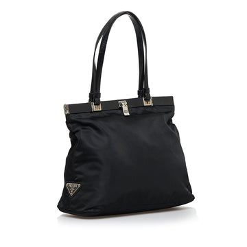 Prada Tessuto Handbag Black Nylon Leather/canvas