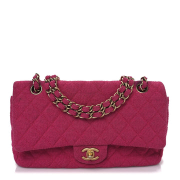 Tweed Quilted Medium Double Flap Fuchsia