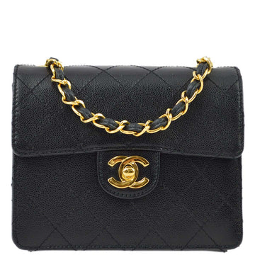 Top Quality Chanel Black Leather Mini Classic Square Flap Shoulder Bag 17