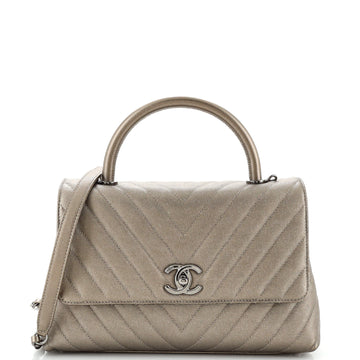 CHANEL Coco Top Handle Bag Chevron Caviar Small