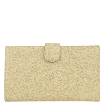 Top Quality Chanel 2000-2001 Ivory Leather Bifold Long Wallet Purse