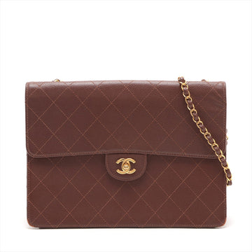 Top Quality Chanel Matrasse Leather S Single Flap Single Chain Bag Brown Gold  5th