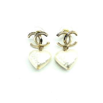 Chanel Double C Heart Pearl Earrings