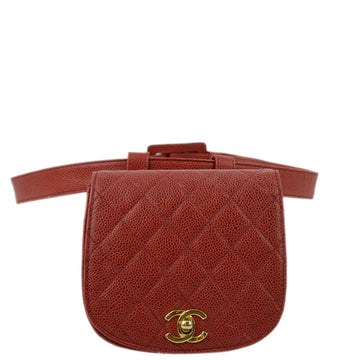 Top Quality Chanel Red Leather Waist Bum Bag #75/30