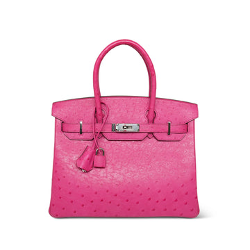 Birkin 30 Fuchsia Ostrich Palladium Plated C Stamp