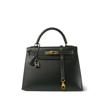 Kelly 28 Vert Fonce Box leather  (W) Stamp