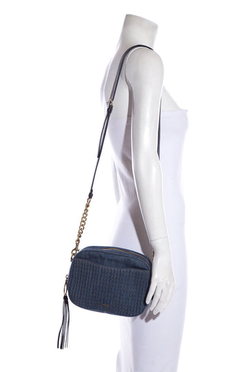 Coach Leather/denim Studded Camera Cross-Body