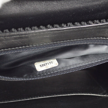Top Quality Chanel Black Leather/canvas Braid Handbag