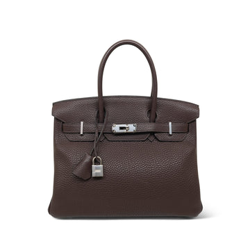 Birkin 30 Chocolate/ Ebene Togo Palladium Plated K Square Stamp