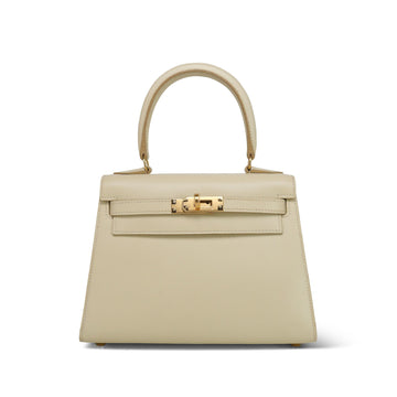 Mini Kelly Sellier 20 Ivory/Parchemin Box leather  [B] Stamp