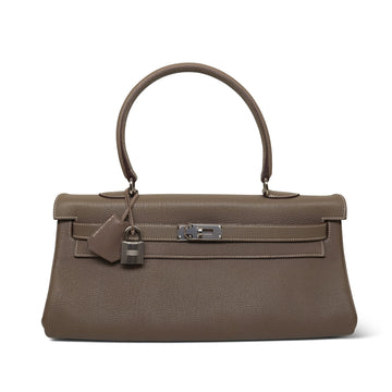 Shoulder Kelly 42 Etoupe leather Palladium Plated N Square Stamp