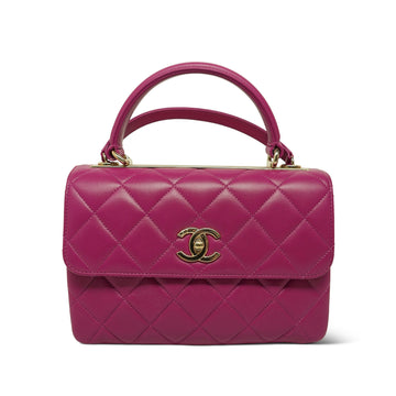 Dark Pink leather Quilted Trendy CC Small LGHW