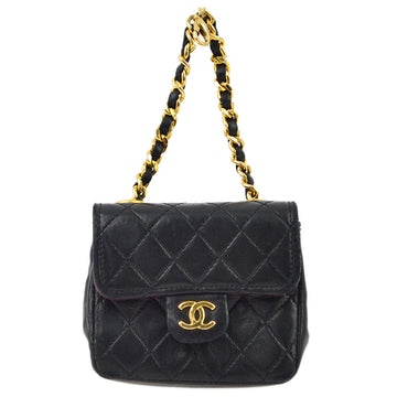 Top Quality Chanel Black Leather Classic Flap Micro Bag