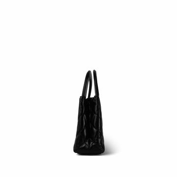 Black Shiny Aged leather Quilted Nano Kelly Shopper Aged Gold Hardware