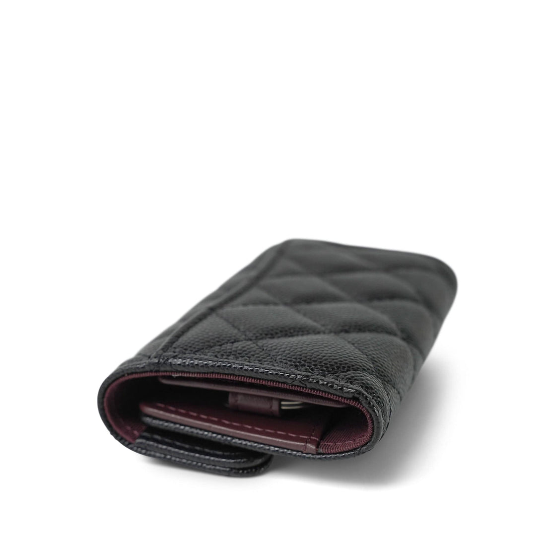 21K Black leather Quilted Classic Flap Key Holder SHW