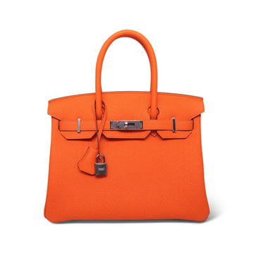 Birkin 30 Orange Minium Togo Palladium Plated W Stamp