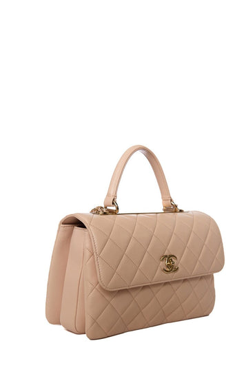 Chanel Blush Leather "Trendy"  Handbag W/ Gold HW