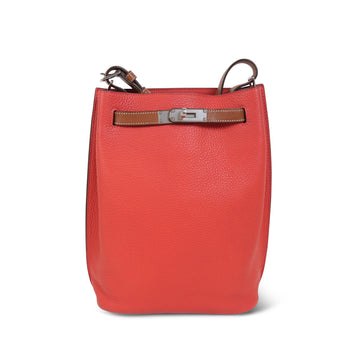 So Kelly 22 Bi-Color Rose Jaipur leather Fauve Barenia Palladium Plated R Square Stamp