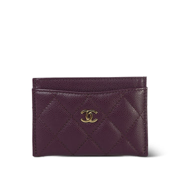 Burgundy leather Quilted Classic Card Holder LGHW