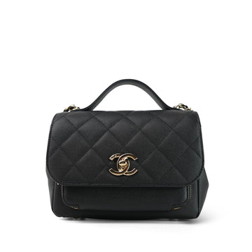 20B Black leather Quilted Business Affinity Flap Small Light Gold Hardware