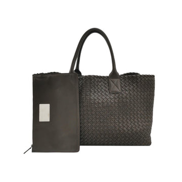 Bottega Veneta Cabat Large Intreccio Leather Tote Bag Dark Chocolate Brown with Pouch