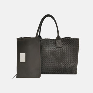 Bottega Veneta Cabat Large Intreccio Leather Tote Bag Dark Chocolate Brown with Pouch 40cm