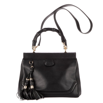 Bamboo Top Handle Tassel Magnetic Lock Bag