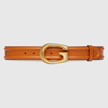 Gucci Light Brown Double-Sided Leather Belt with Gold G Buckle  Unisex