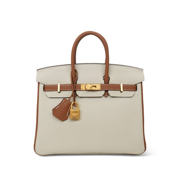 Birkin 25 Bi-Color Horseshoe (HSS) Craie/Gold Togo Brushed  Y Stamp