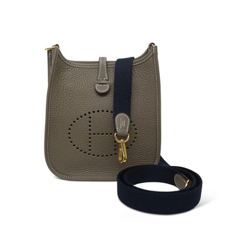 Evelyne Amazone 16 TPM Etoupe/Bleu Indigo Taurillon leather  K Stamp