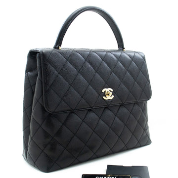 Top Quality Chanel Leather Handbag Top Handle Bag Kelly Black New Leather Gold