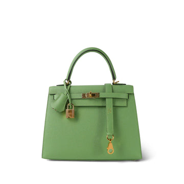 Kelly Sellier 25 Vert Criquet Veau leather  Y Stamp
