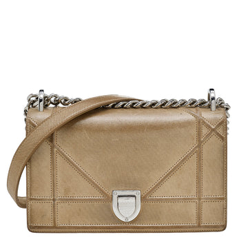 Metallic Gold Suede Small Diorama Shoulder Bag