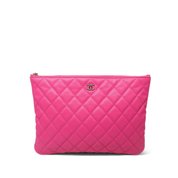 Pink leather Quilted Classic O Case Pouch LGHW