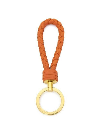 Luxury Bottega Veneta Intrecciato Leather Key Holder Orange