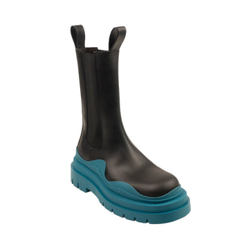 Luxury Bottega Veneta Tire Leather Boots - Black/Blaster Blue